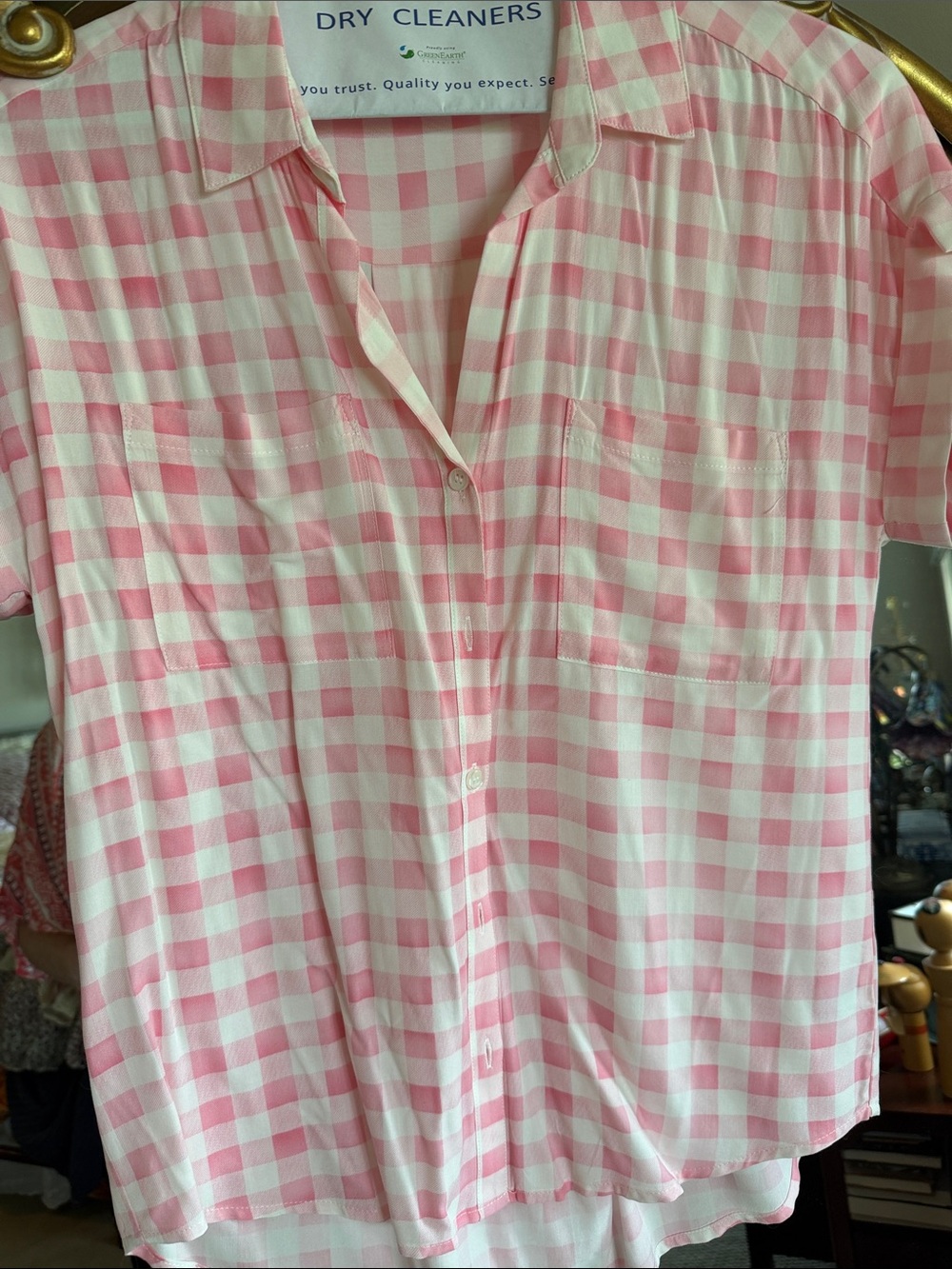 Velvet Heart Pink and White Gingham Button-Down Top